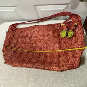 Jessica Simpson Coral Textured Hobo with Yellow Butterfly Accent thumbnail 4