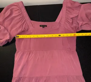 Shinestar‎ Pink Square Neck Tiered Puff Sleeve Mini Dress thumbnail 4