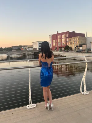 Royal blue strapless dress Windsor thumbnail 2