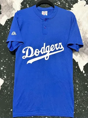 Majestic Los Angeles Dodgers Baseball Henley Shirt thumbnail 1