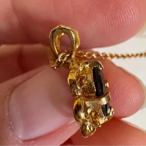 Vintage Gold Tone Faux Ruby Rhinestone Necklace Womens Costume Jewelry thumbnail 5