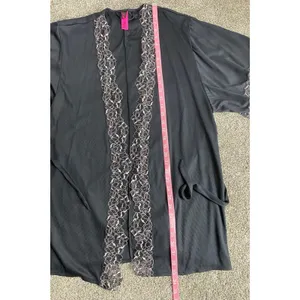 La Senza Black Lace Trim Kimono Robe Size S/M thumbnail 9