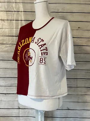 NCAA Arizona State Sun Devils Women's Split Color Block Cropped T-Shirt Size S thumbnail 6