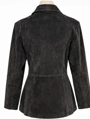 Vintage G-III Black Genuine Suede Leather Tailored Blazer Jacket M thumbnail 2