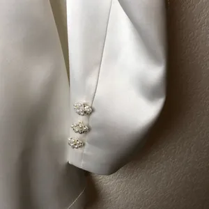 NWOT Lulus Regal Aura White Satin Long Sleeve Blazer Romper Size S thumbnail 9