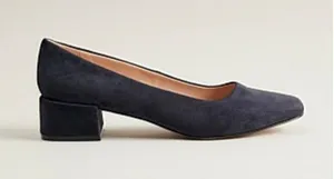 Trenery Navy Blue Suede Kendel Leather Round Toe Midi Heel‎ Size 6.5 thumbnail 1