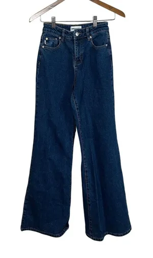 Princess Polly blue high-rise wide-leg jeans size 2 thumbnail 1