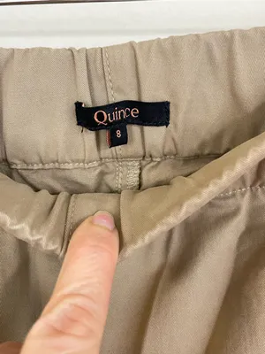 Quince Organic Stretch Cotton‎ Wide Leg Light Khaki Chino Pants Size 8 thumbnail 4