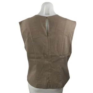 NEW Abercrombie & Fitch Women's Tan Sleeveless Pocket Tank Blouse Top Size L thumbnail 4