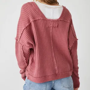 Free People We The Free New Magic Waffle Knit Thermal Long Sleeve Top in Cowboy Size Large thumbnail 2