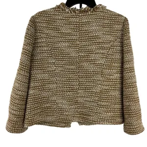 CAbi Tan Metallic Phoebe Tweed Boucle Frayed Edge Blazer Jacket Size Medium thumbnail 2