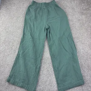 Gap Gauze Wide Leg Pants Womens‎ S Green Cotton Pull On Elastic Waist Lagenlook thumbnail 9