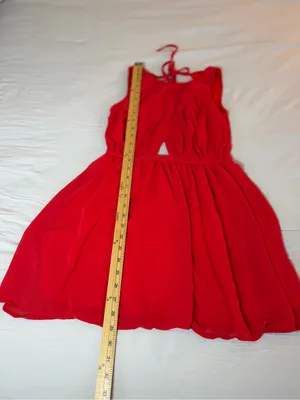 Foreign Exchange Red Chiffon Fit-and-Flare Dress‎ thumbnail 4