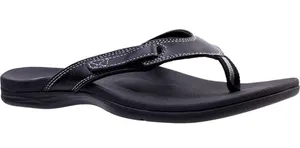Spenco Women’s Size 8D Ava Orthotic Sandals Black‎ Adjustable Leather Thong thumbnail 1