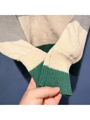 Large Striped Polyester Sweater in Green and Cream thumbnail 4
