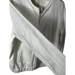 Drifter Jacket Size Women’s‎ L White Full Zip With Fishnet Sleeves EUC #G3-5 thumbnail 2