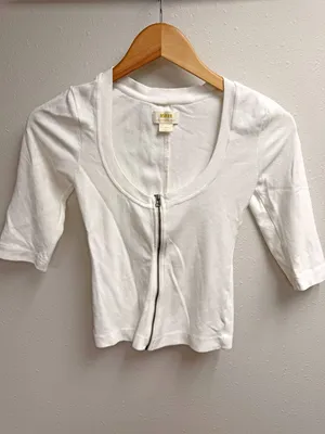 Anthropologie ll Maeve Front-Zip Scoop-Neck Top thumbnail 5