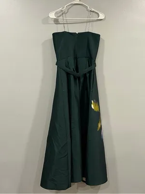 Sachin Babi Shay Strapless Green Tea Length Dress 4/6 AS IS thumbnail 7