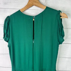 Reformation Womens size 8 Gavin Mini High Slit Flutter Sleeve Dress Green Flaws thumbnail 5