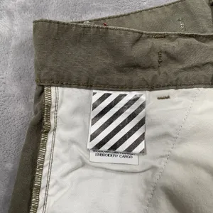 Off White Shorts Womens 26 Green Flower Embroidery Cargo Streetwear Military thumbnail 3