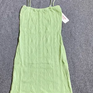 Light Green Cable Knit Diamond Bodycon‎ Mini Dress Spaghetti Strap XS thumbnail 7