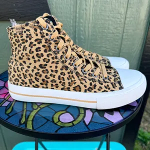 Lugz Hayden Hi Top Sneakers Womens 8 Leopard Print Tan Black Retro‎ Streetwear thumbnail 3