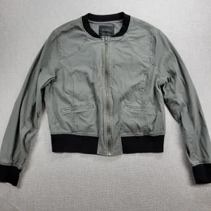 Sanctuary Womens Jacket Size M Olive Green Zip Up Military Twill Bomber Crop thumbnail 10