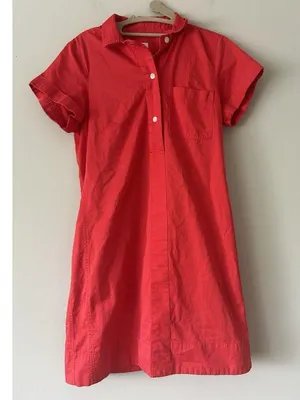 J. Crew Collared Red Coral Popover Button Shirt Dress Size XS Career Preppy thumbnail 11