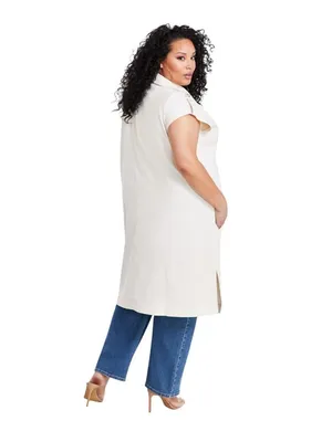 NWT Nina Parker Clasp-Front Duster Vest 323-B178W Winter Oat Off White 3X thumbnail 6