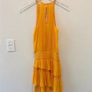 RAMY BROOK Alexandra‎ Dress in Lemon Zest Ruffle Tiered Mini thumbnail 3