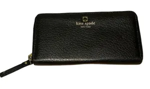 Kate Spade Black Pebbled Leather Zip Around‎ Wallet thumbnail 1