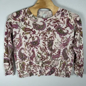 Sundance Purple Green Paisley Crew Neck Wool Blend Lightweight‎ Sweater Size XL thumbnail 1