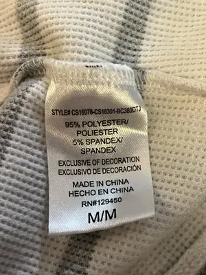 Como Sleep Pajama Set Womens Medium White Gray Stripe Knit Top Pants Lounge thumbnail 7