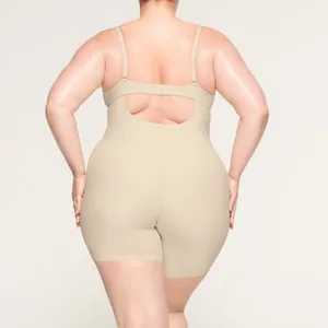 Skims Deep Plunge Shapewear Mid Thigh Bodysuit in Sand Size S thumbnail 6