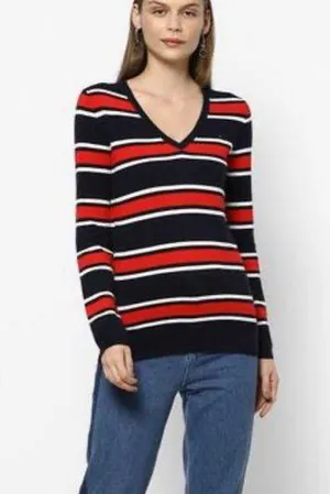 Tommy Hilfiger Striped V-Neck Pullover Sweater thumbnail 2