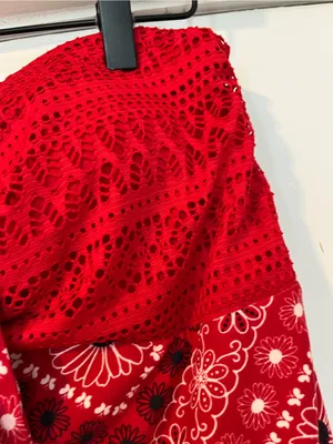 No Boundaries Red Halter or Strapless Bandana Print Tank Top size large lace thumbnail 4