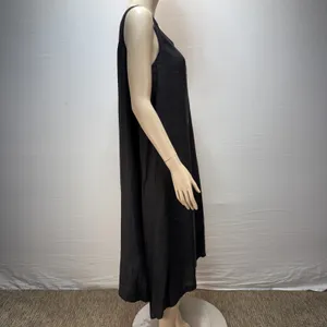 Courtney Washington Midi Sleeveless Black Linen Dress Size M Pockets Made‎ USA thumbnail 5