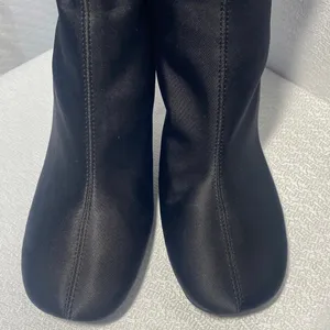 Zara Black Fabric Sock Boots Metallic Stiletto Heel Ankle Booties EU 38 3108/710 thumbnail 3