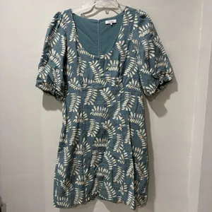 Parker Cammie Blue Tropical Puff Short Sleeve Mini‎ Dress Women's Size 10 Mini thumbnail 5