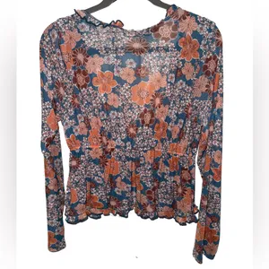 Tilly’s Full Tilt Y2K Beachy Boho Lightweight Mesh Floral Front Tie Flyaway XL thumbnail 10