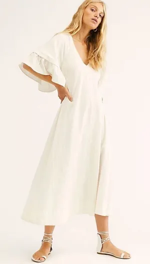 Free People Endless Summer What A Stunner Ruffle Midi Dress Ivory XS NEW $98 thumbnail 1