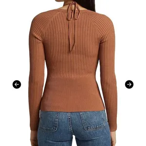 Jonathan Simkhai Jayline Pullover &‎ Bralette Set Ribbed Knit Dawn Size Large Brown thumbnail 2