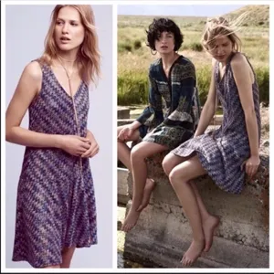Anthro Maeve westwater‎ chevron knit v neck dress xs thumbnail 3