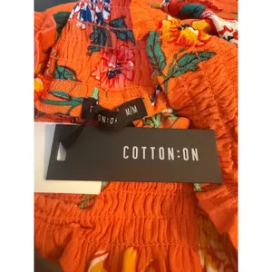 CottonOn Romy Shirred Midi Skirt Lulu Floral Orange Boho High Low M resort y2k b thumbnail 6