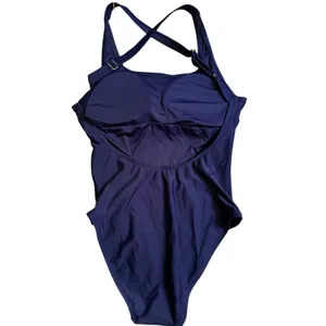 NWT Quince Italian Cross Back One Piece Swimsuit Deep Navy Size Medium thumbnail 5