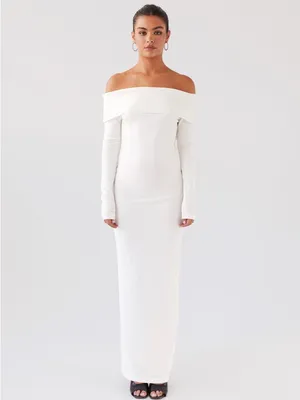 Peppermayo Alexandra Off Shoulder Knit Maxi Dress - Ivory Womens Size S / M‎ thumbnail 2