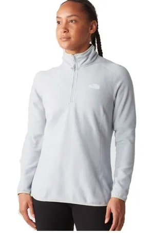 The North Face Women's Light Gray Yumiori 1/4 Zip Fleece Pullover Sweater thumbnail 1
