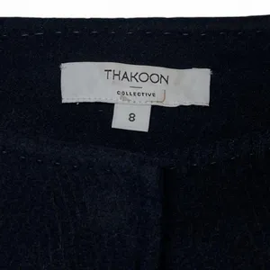 Thakoon Collective Black Wool Coat Size 8 Herringbone Design Dressy Wool EUC thumbnail 7