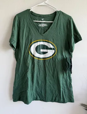 Fanatics Green Bay Packers Davante Adams 17 V-Neck T-Shirt Womens L Green NFL thumbnail 1