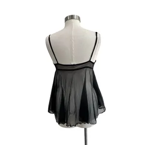 Source Unknown Black Sheer Lace Babydoll Lingerie Vintage Y2K Tie Front Size‎ M thumbnail 2